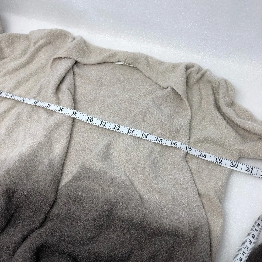 Barefoot Dreams Cardigan Gray Cream Ombré Open Front Size S/M Cozy